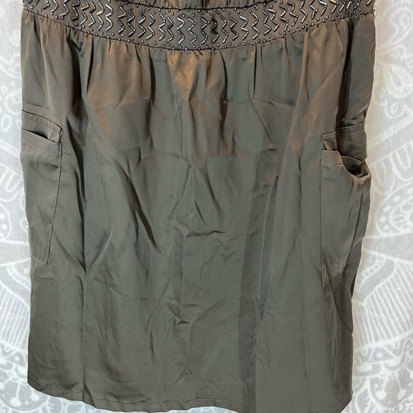 YA L DRESS BEADED CHOCOLATE SATIN WARM BROWN SO CUTE POCKETS EUC AFORABLE - Picture 4 of 8